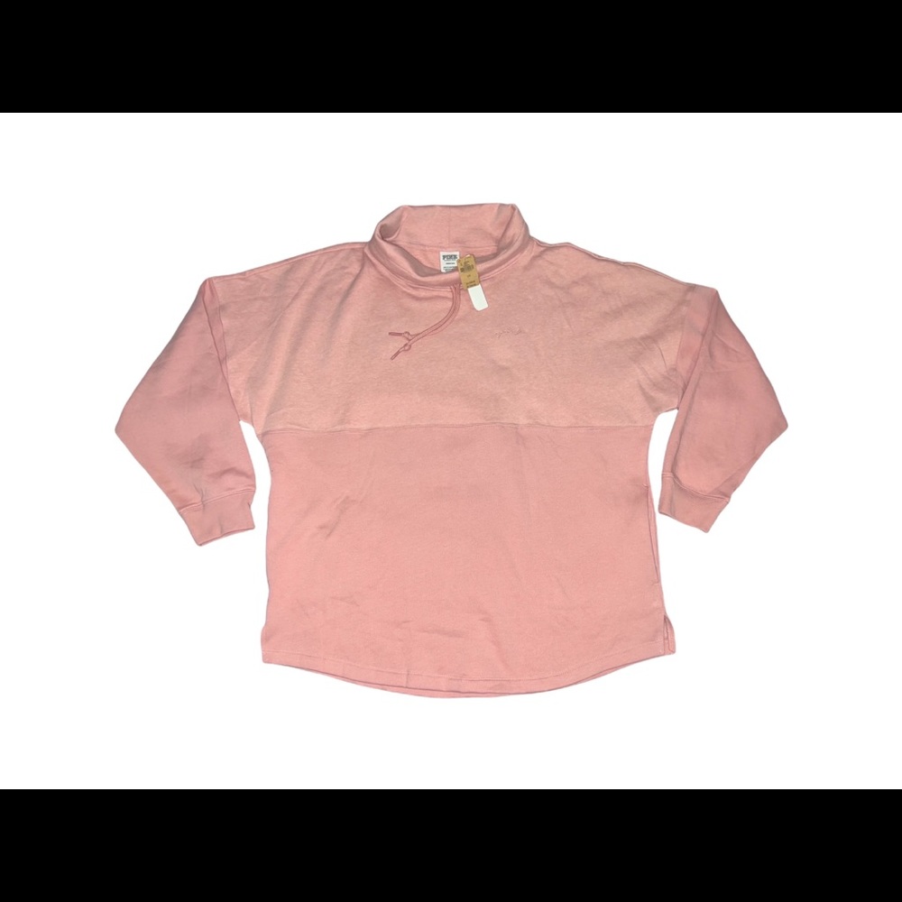 Victorias secret pink varsity cowl pullover sweatshirt large pink colorblock